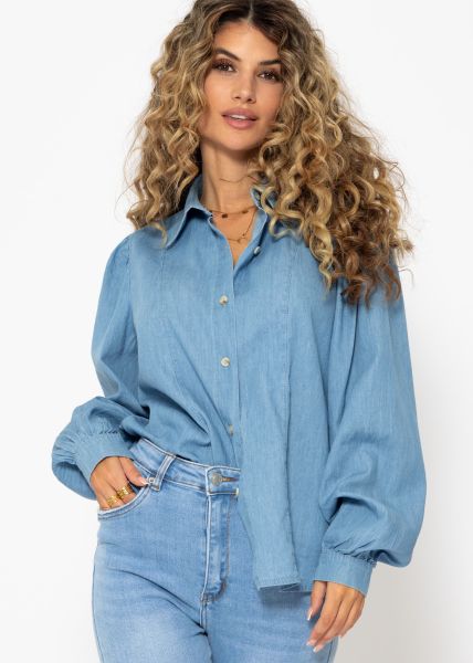 Feminine Denim Bluse - blau