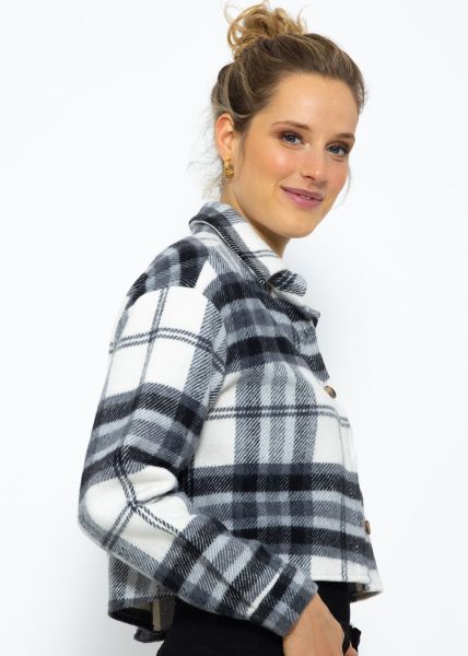 Cropped Jacke, kariert - schwarz-weiß-grau