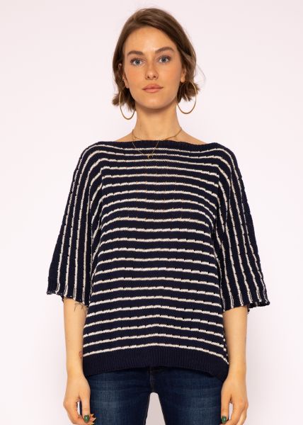 Oversize Halbarm Pullover, dunkelblau
