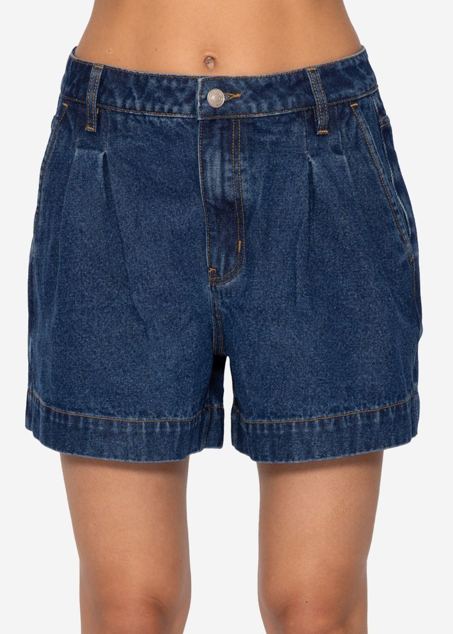 High Waist Jeans Shorts - dunkelblau