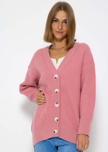Strickjacke mit V-Ausschnitt - rosa