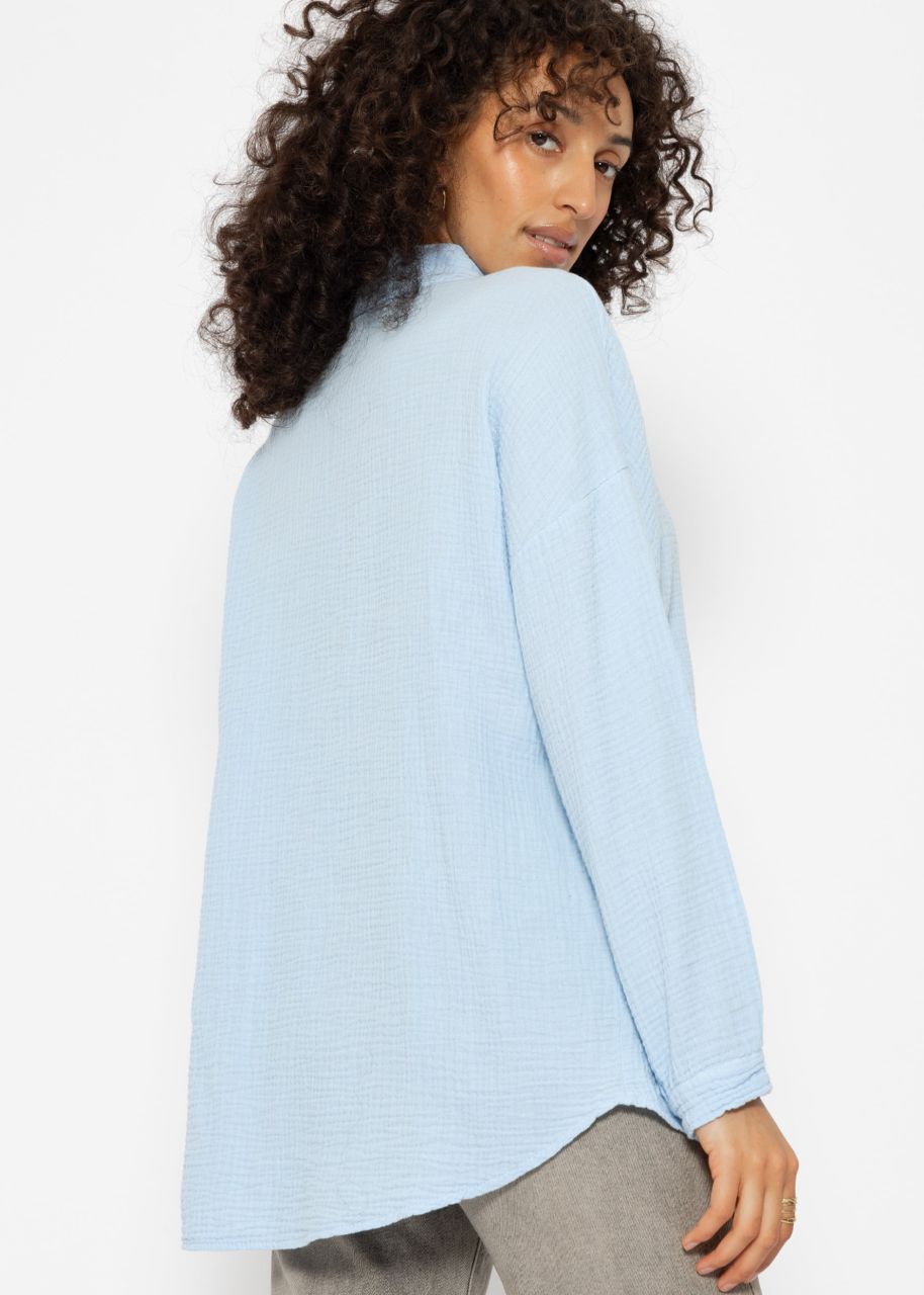 Musselin Bluse im Regular Fit - hellblau