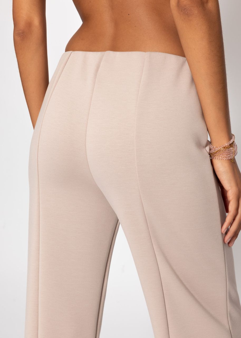 Highwaist Hose mit geradem Bein und Ziernaht - beige