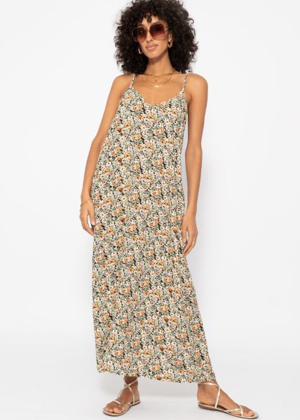 Maxi Kleid mit Blumen-Print - khaki
