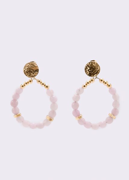 Ohrstecker gold mit echten Perlen, rosa Opal