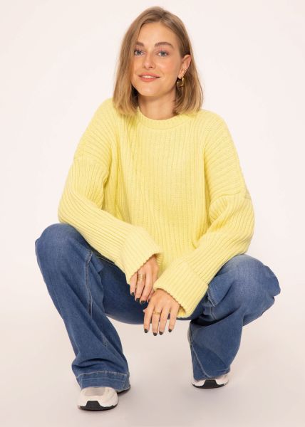 Gerippter Pullover - gelb