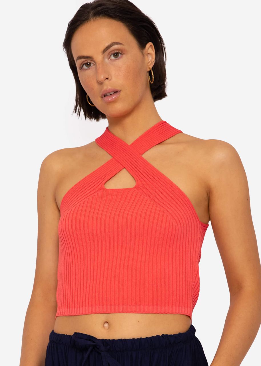 Halterneck Strick Top, koralle