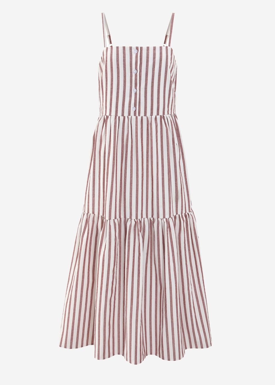 Gestreiftes Maxi Trägerkleid - burgundy