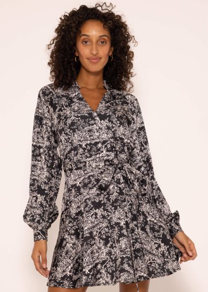 Feminines Kleid mit Print - schwarz