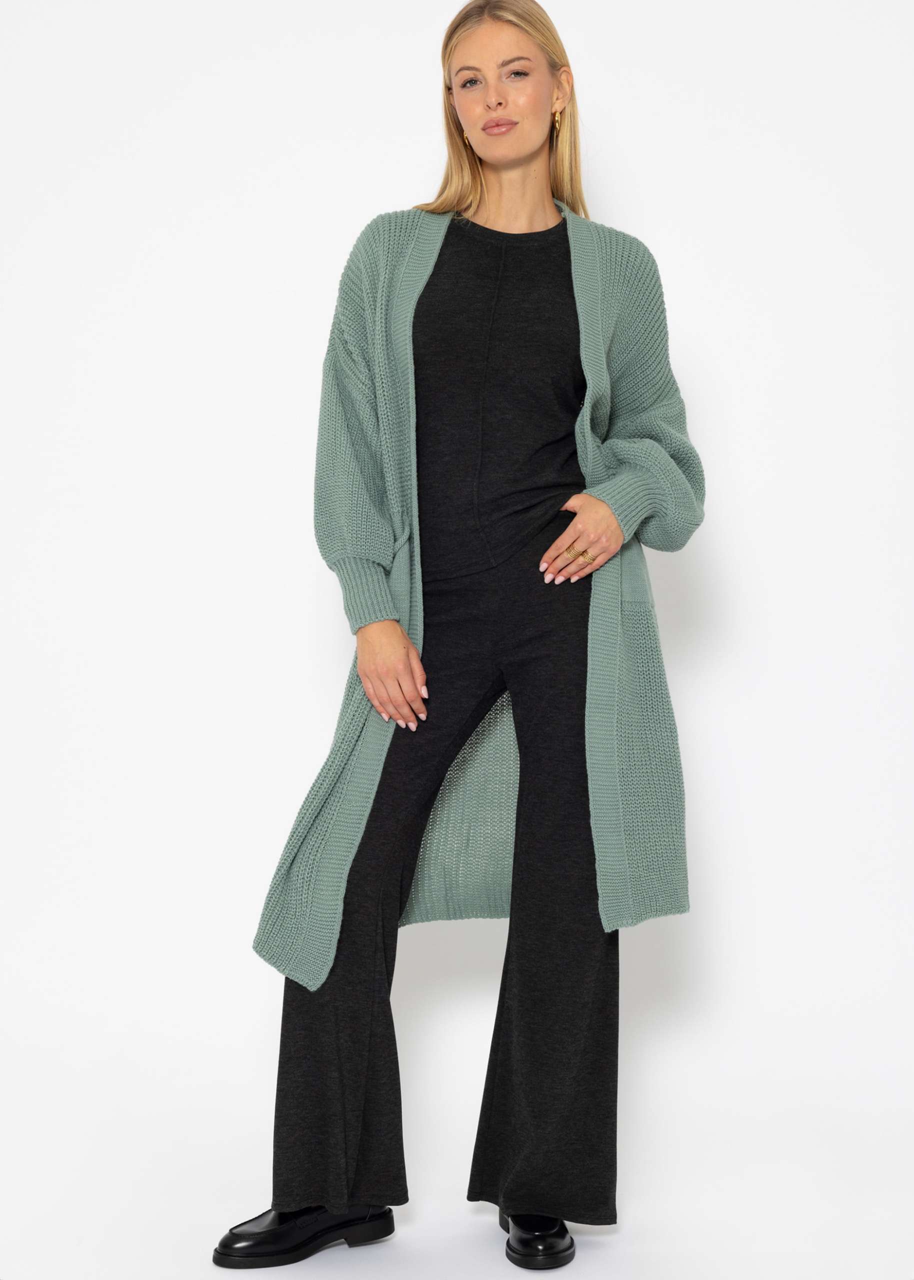 Maxi Cardigan mit Taschen - pastellgrün