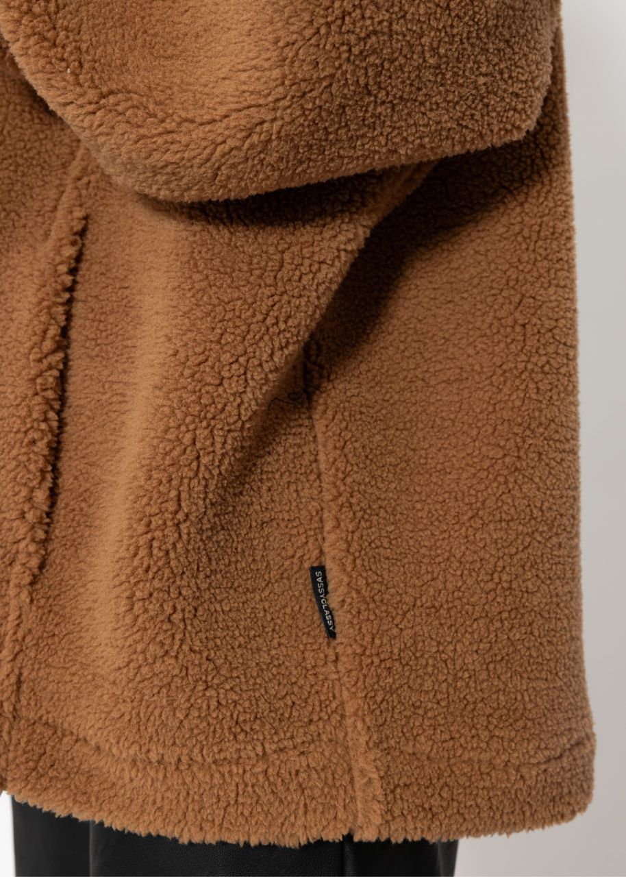 Oversize Teddy Sweatshirt mit Kapuze - camel
