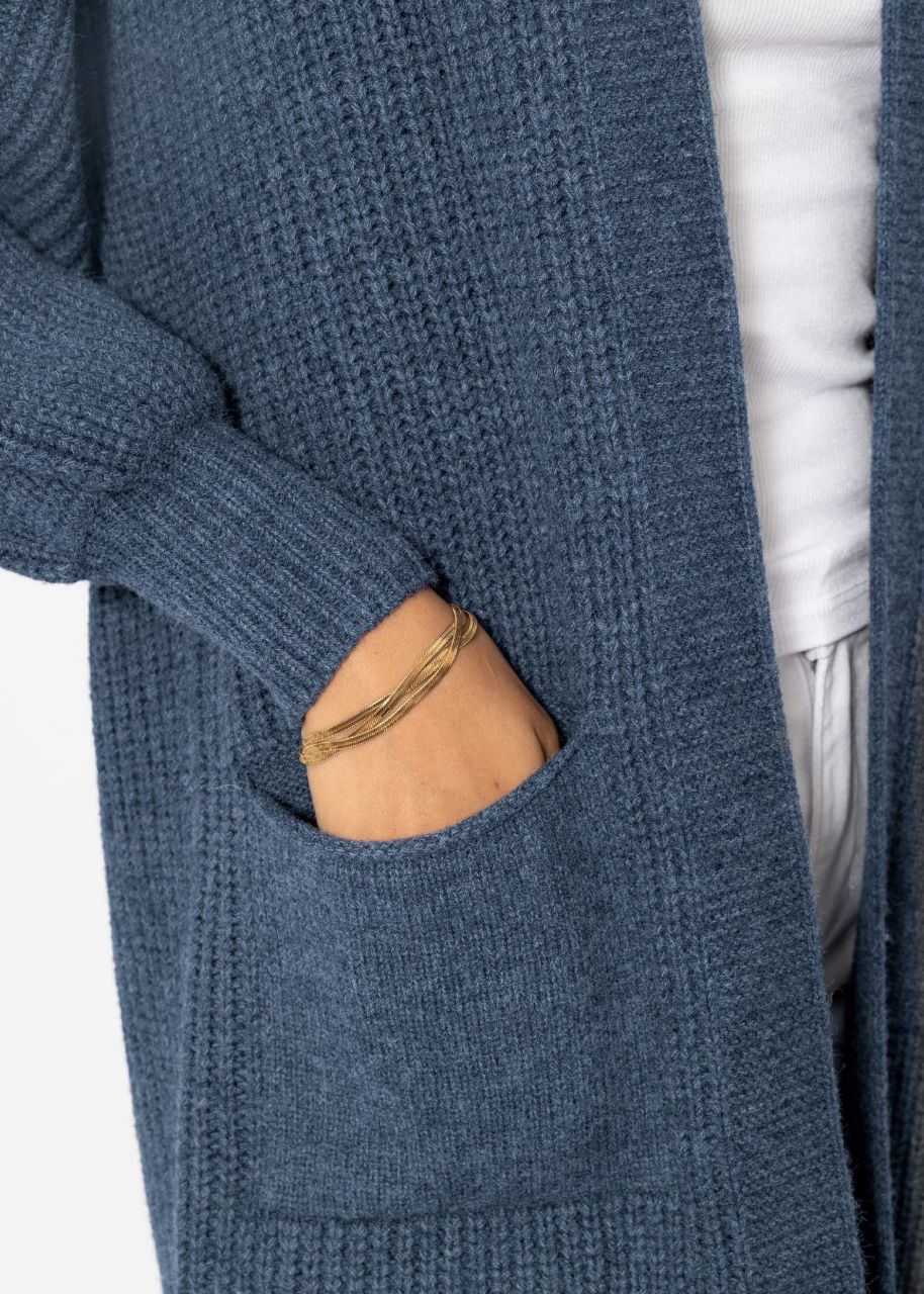 Langer super soft Cardigan mit Taschen - jeansblau