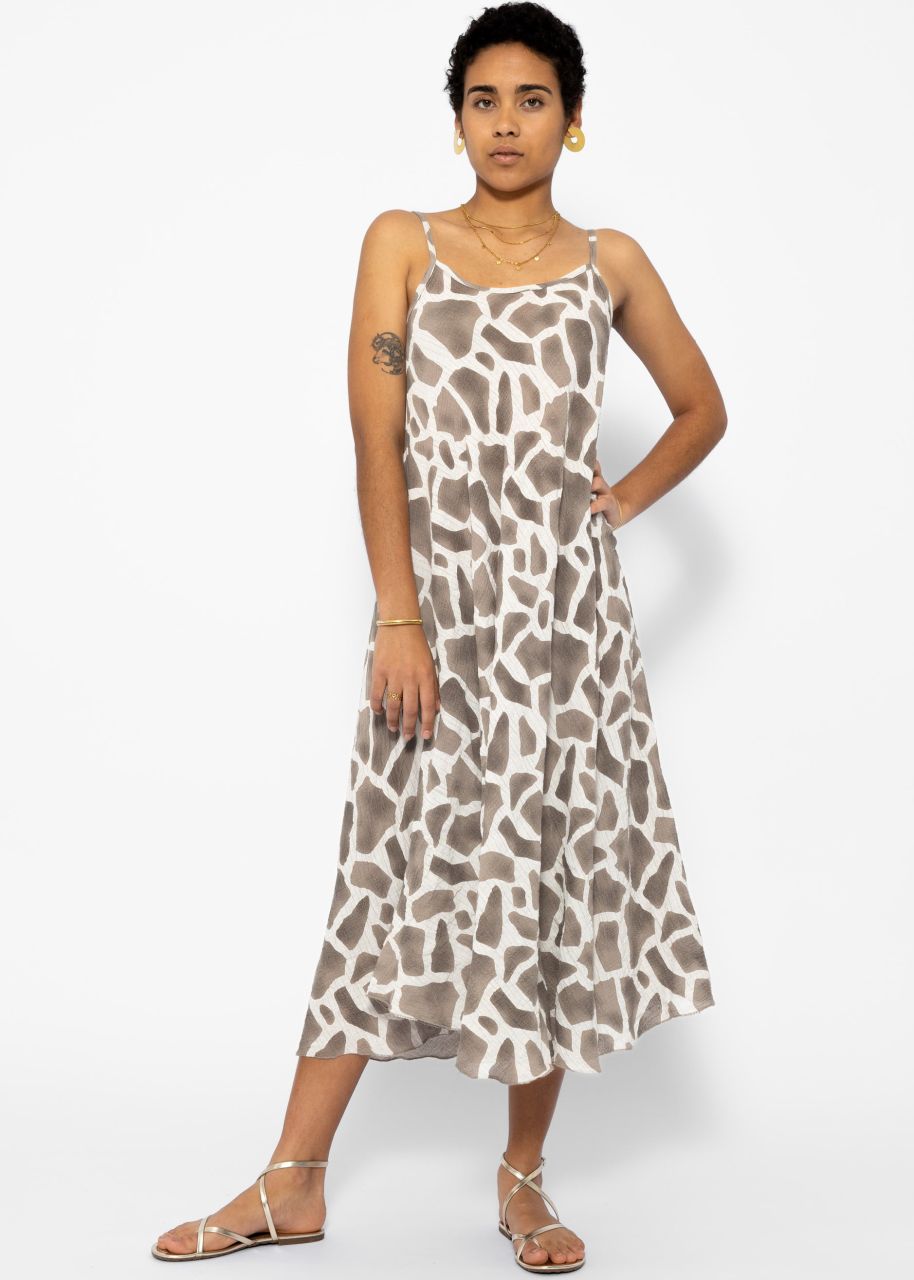 Musselin Beach Kleid mit Animal Print - hellbeige