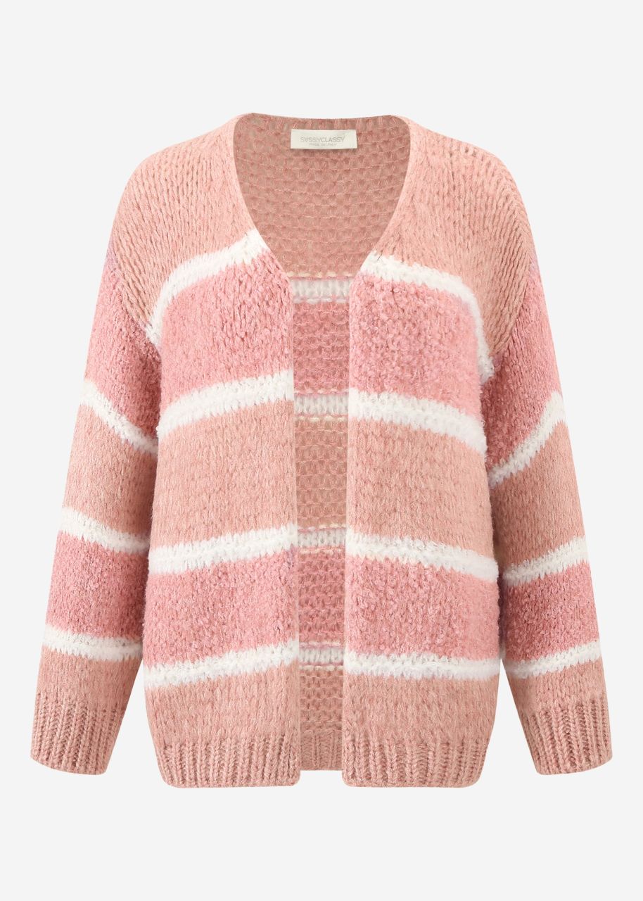 Cardigan in Streifen Design - pink