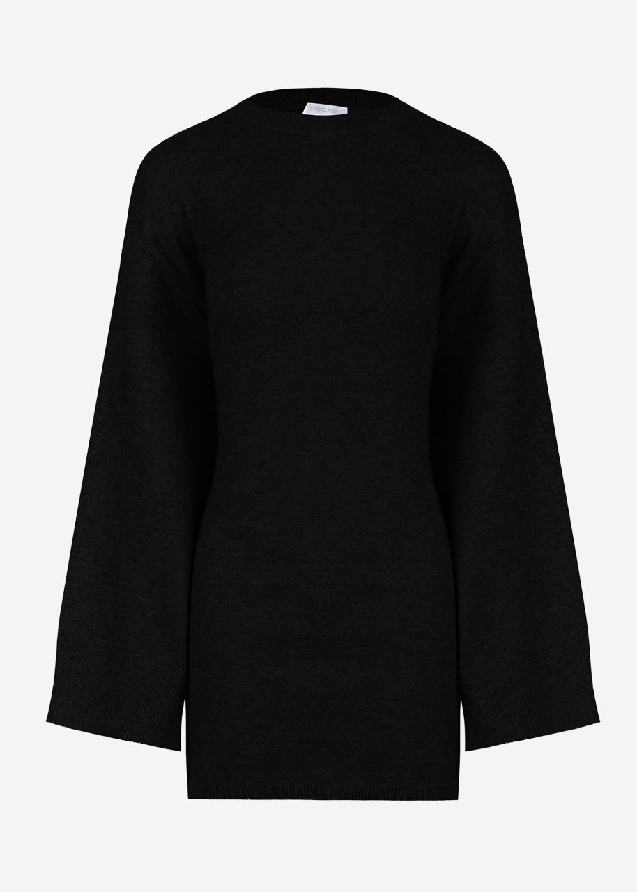 Oversize Pullover mit Seitenschlitzen - schwarz