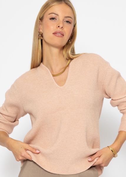 Pullover mit betontem V-Ausschnitt - altrosa