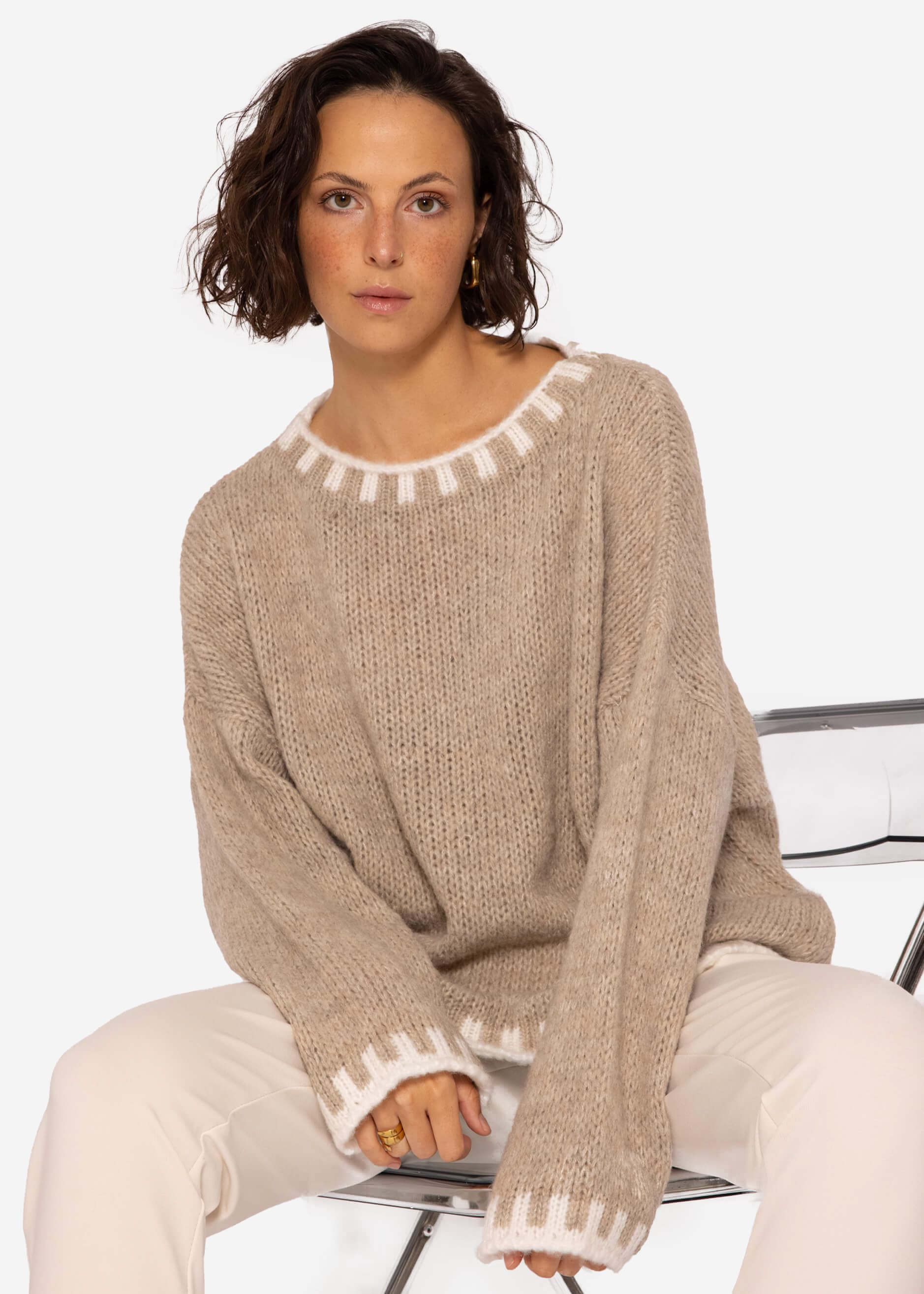 Pullover | mit SASSYCLASSY Pullover | Bekleidung beige Details, offwhite |