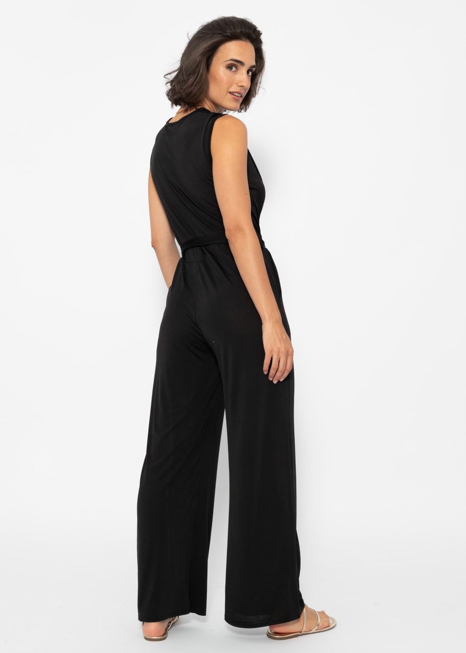 Fließender Jersey Jumpsuit - schwarz