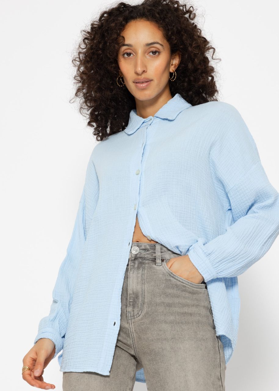 Musselin Bluse im Regular Fit - hellblau