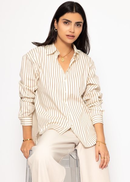 Gestreifte Hemdbluse - beige