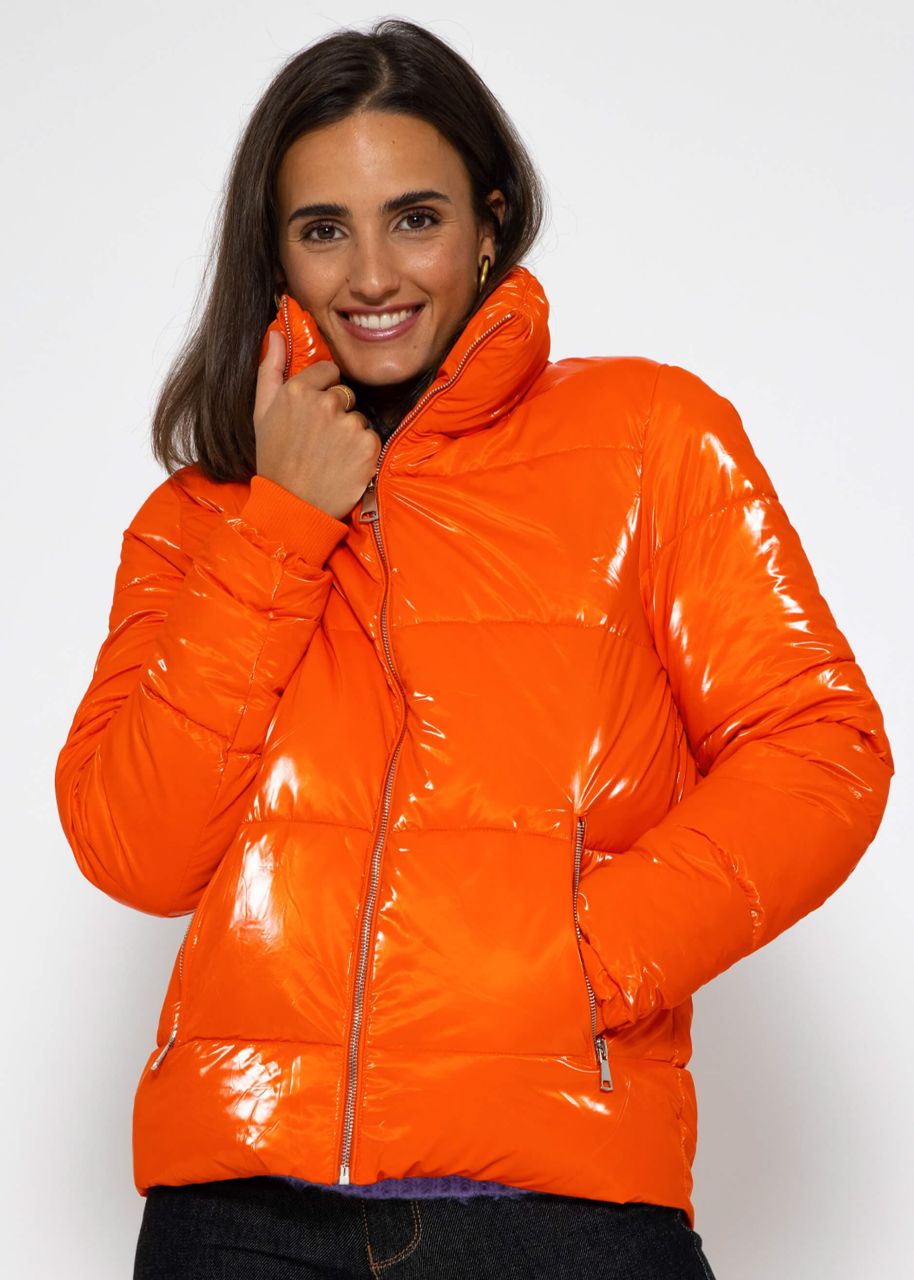 Pufferjacke mit Stehkragen - orange