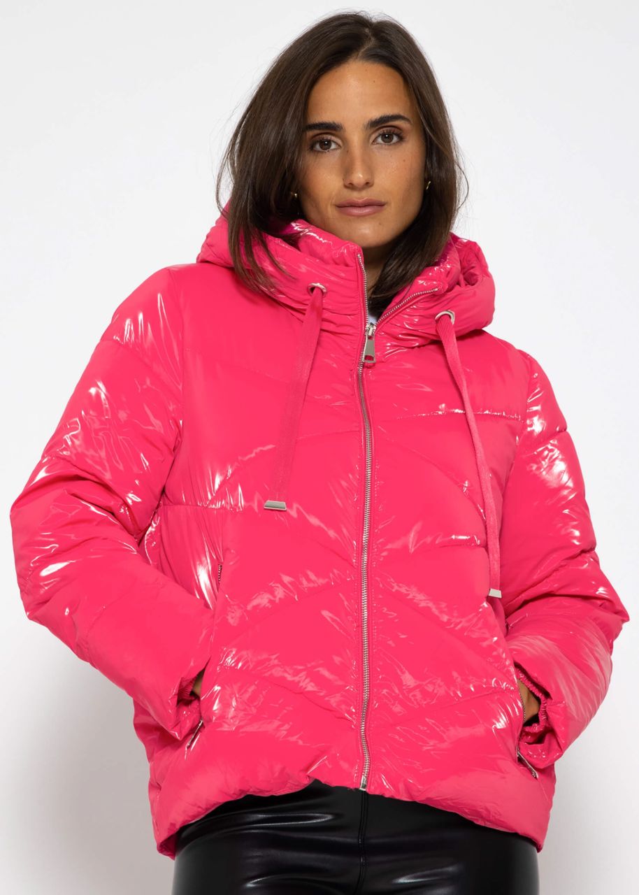 Pufferjacke mit Kapuze - pink