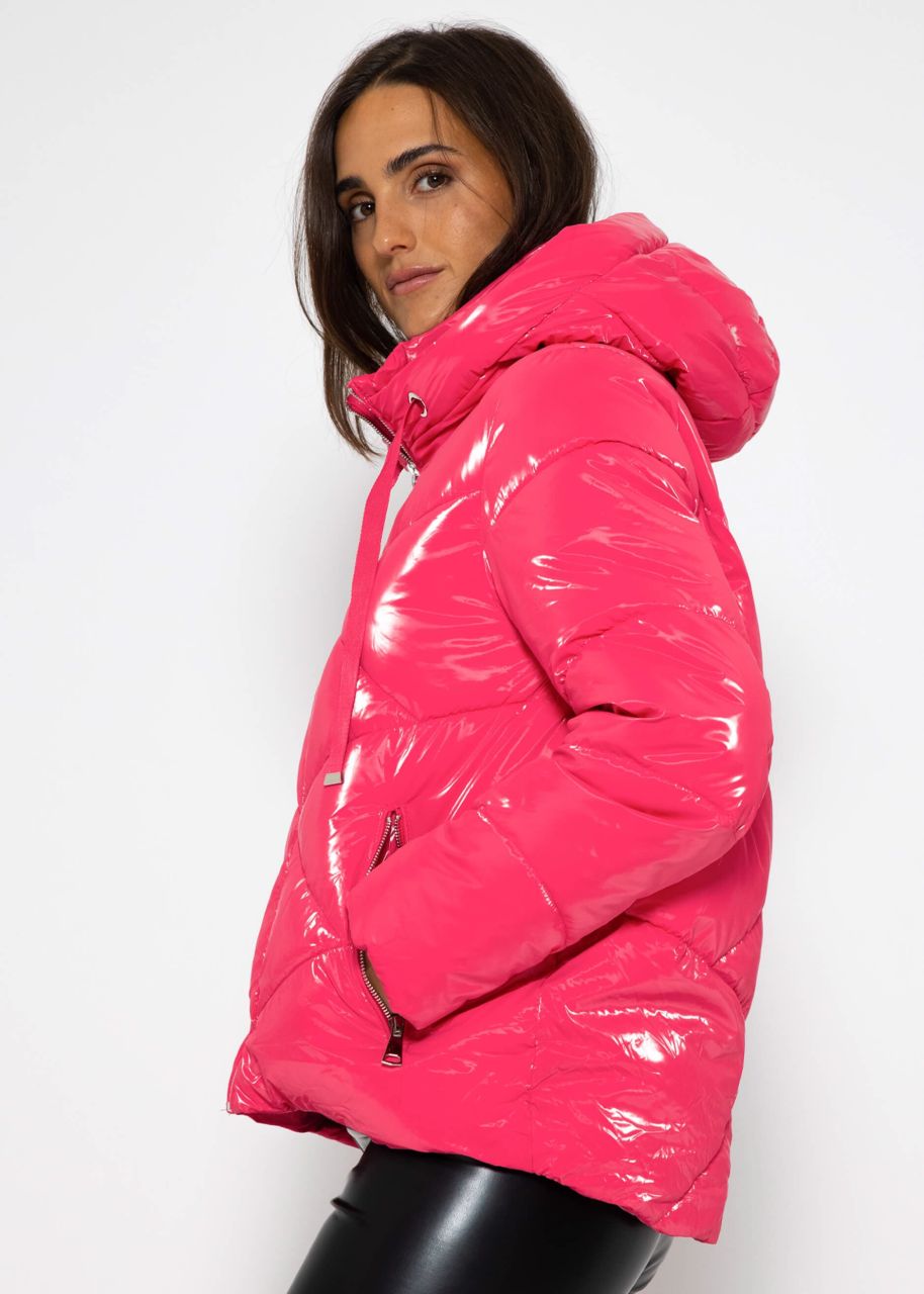 Pufferjacke mit Kapuze - pink