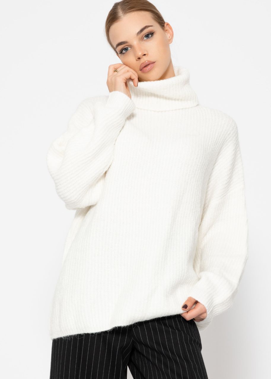 Oversize Rollkragenpullover - offwhite