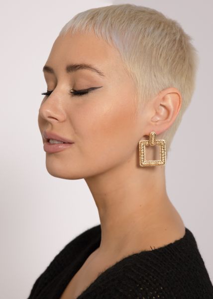 Ohrstecker mit hängender Brosche, gold