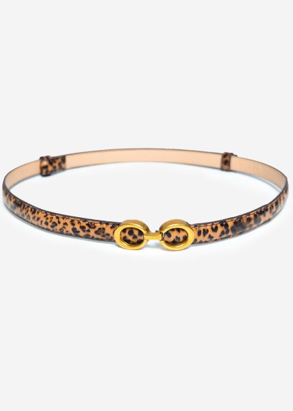 Verstellbarer Gürtel - Leo-Print - braun
