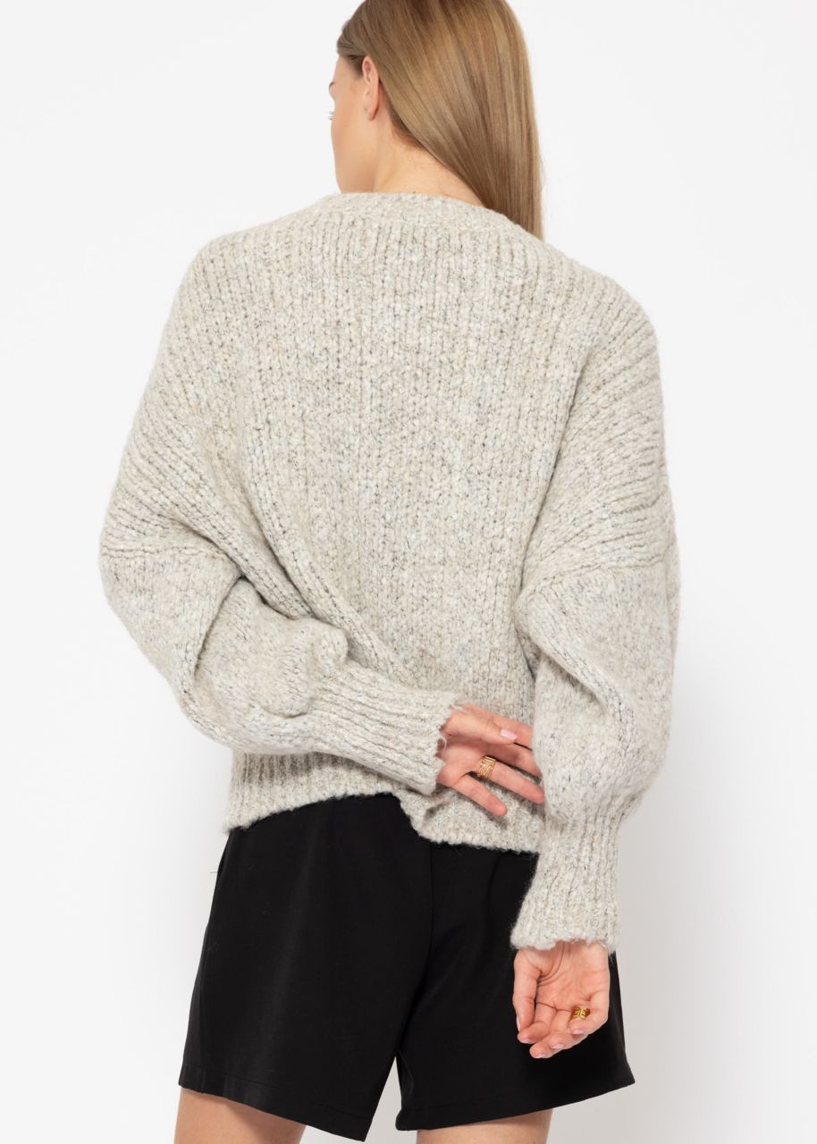 Super flauschiger Pullover mit Zopfmuster - grau