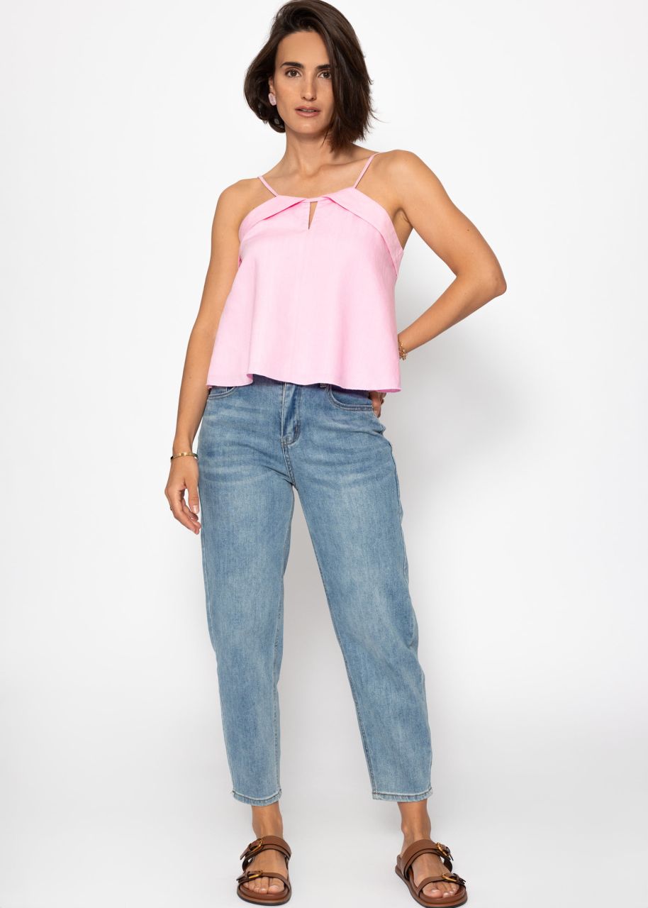 Leinen Top mit Spaghetti-Trägern - rosa