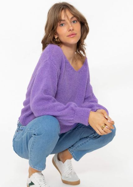 Pullover mit V-Ausschnitt - lila