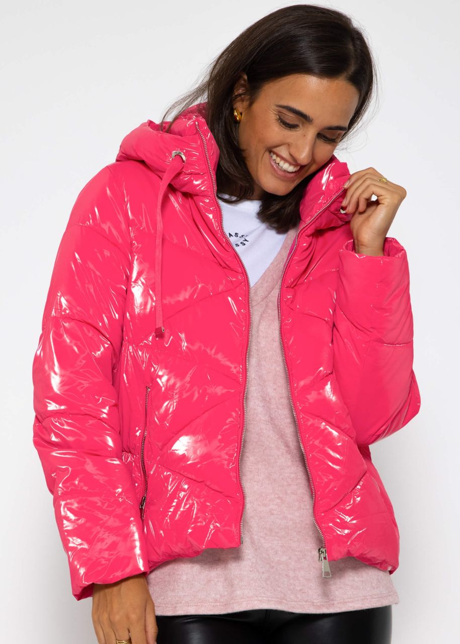 Pufferjacke mit Kapuze - pink