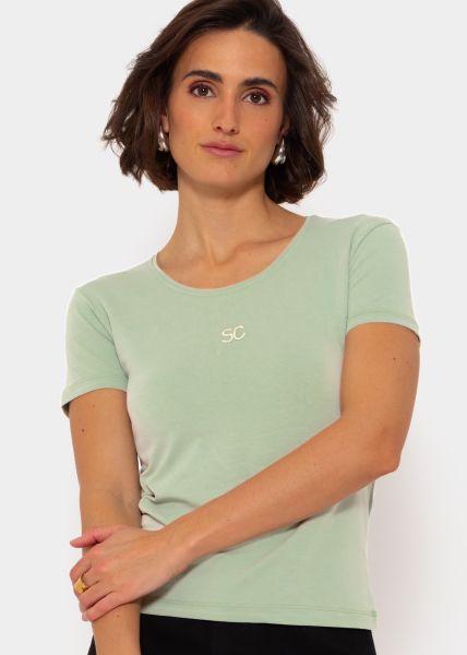T-Shirt mit kleiner Stickerei, grün