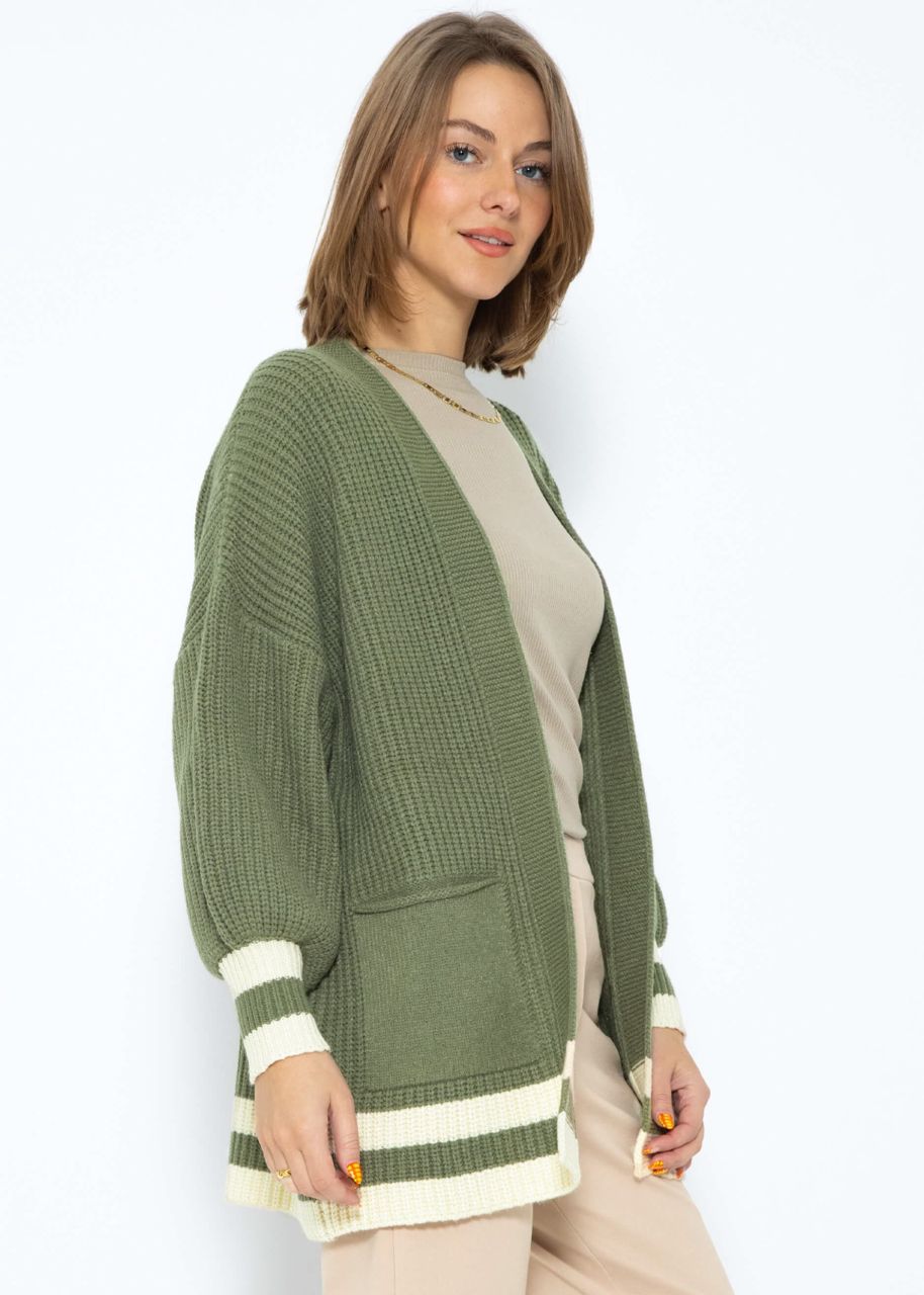 Soft Strick Cardigan mit Taschen - khaki-beige