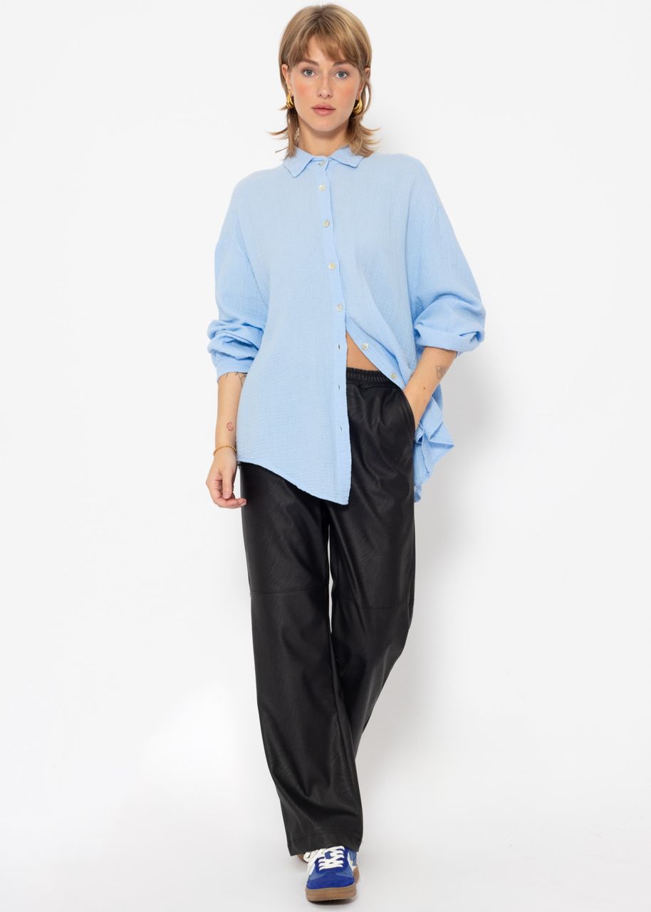 Musselin Bluse oversize, kurz, hellblau