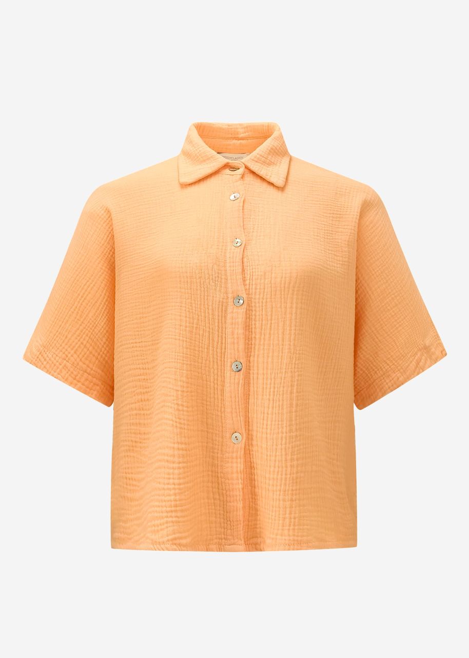 Kurzarm Musselin Bluse - peach