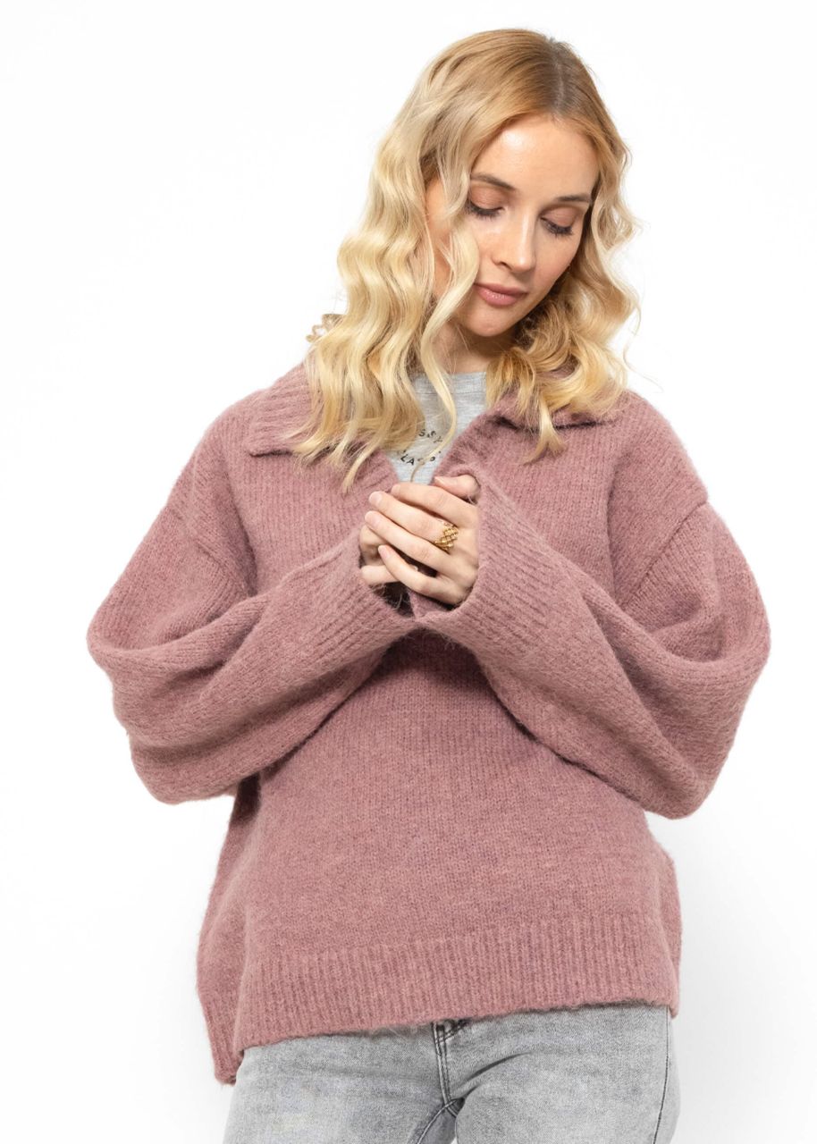 Oversize Pullover mit Kragen - mauve