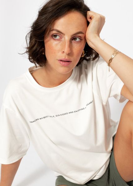 Oversize T-Shirt mit Print - offwhite