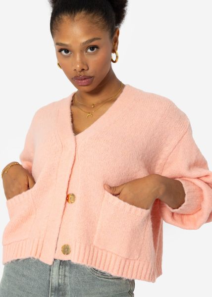 Cardigan mit Druckknöpfen - rosa