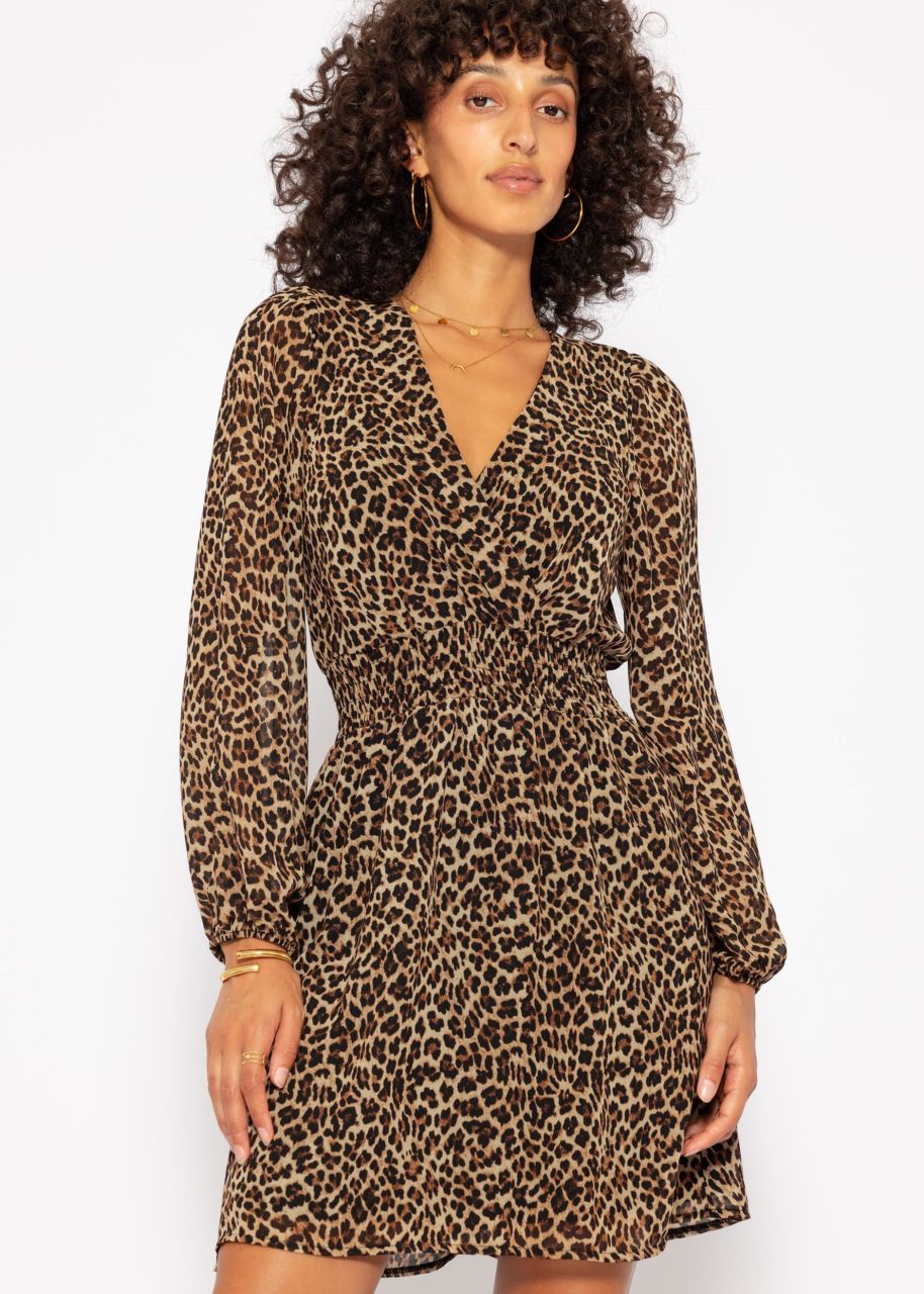 Feminines Kleid in Leo-Print - braun