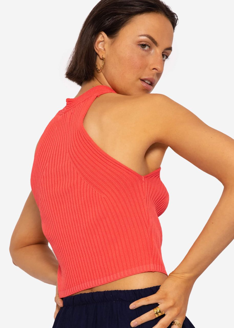 Halterneck Strick Top, koralle