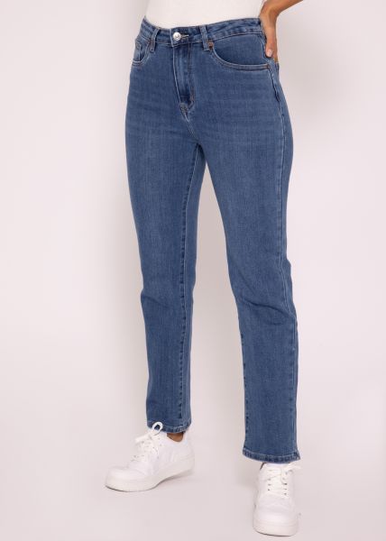 Jeans mit weitem Bein, mittelblau