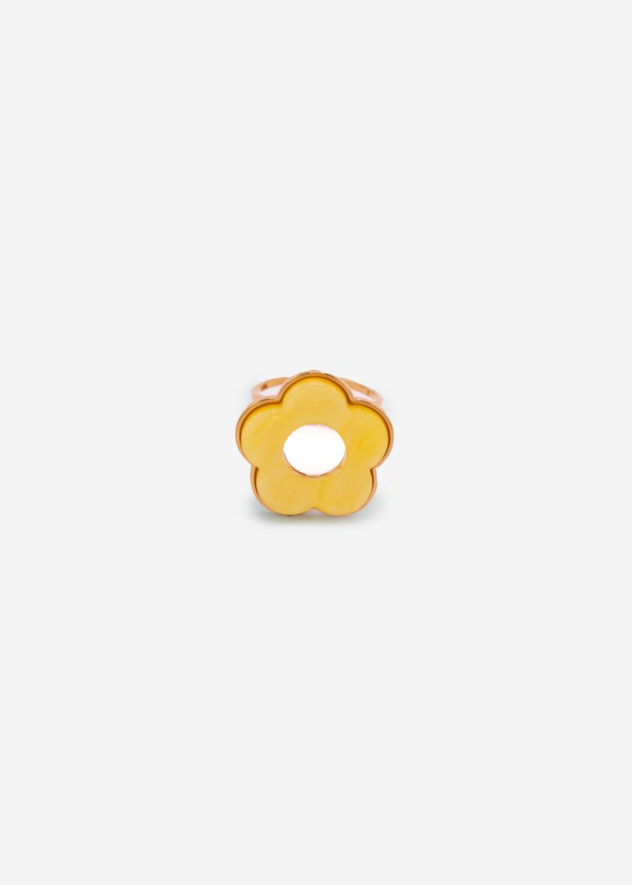 Ring mit gelbem Blütenmotiv - gold