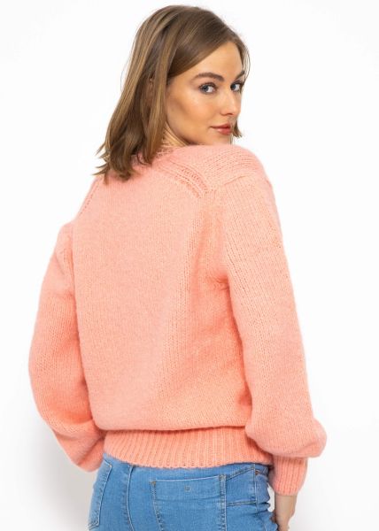 Pullover mit Spitzen-Ausschnitt - hellrosa
