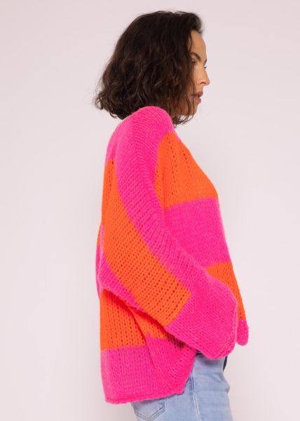 Locker gestrickter oversize Pullover, pink-orange