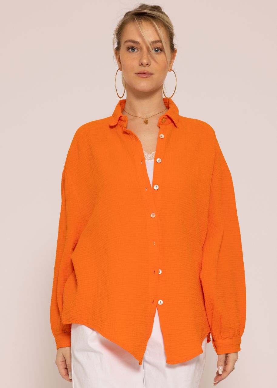 Ultra oversize Blusenhemd, kürzere Variante, orange