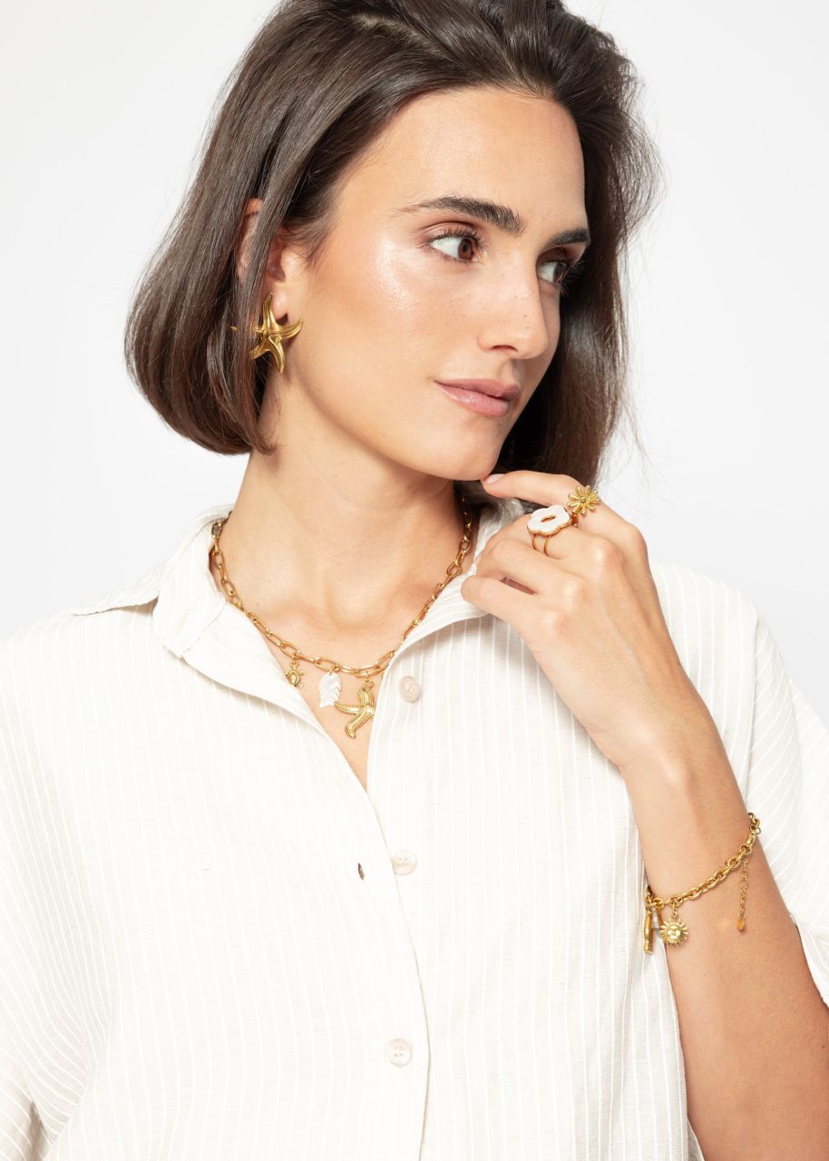 Gestreifte Bluse - hellbeige