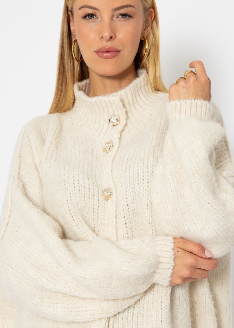 Jessica Haller Kuscheliger Oversize Cardigan mit Knöpfen - offwhite